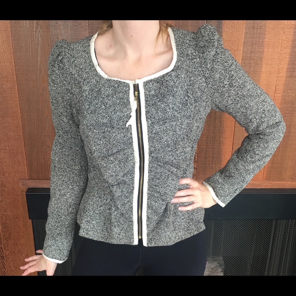 Anthropologie blazer with peplum and zip up front